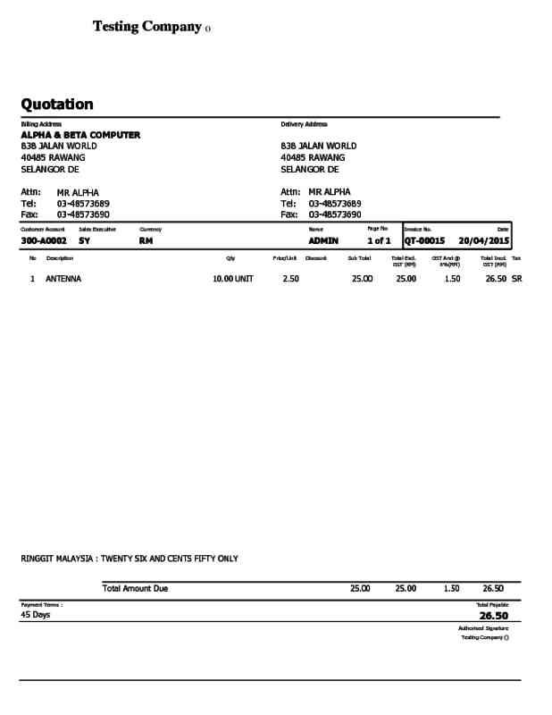 Sales Order 1 GST Deposit